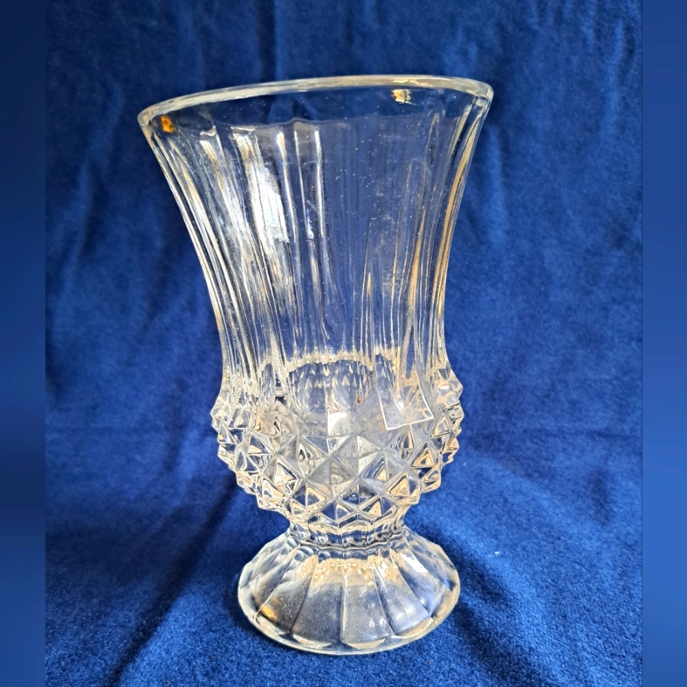 Handcut Crystal Clear Stemmed Vase